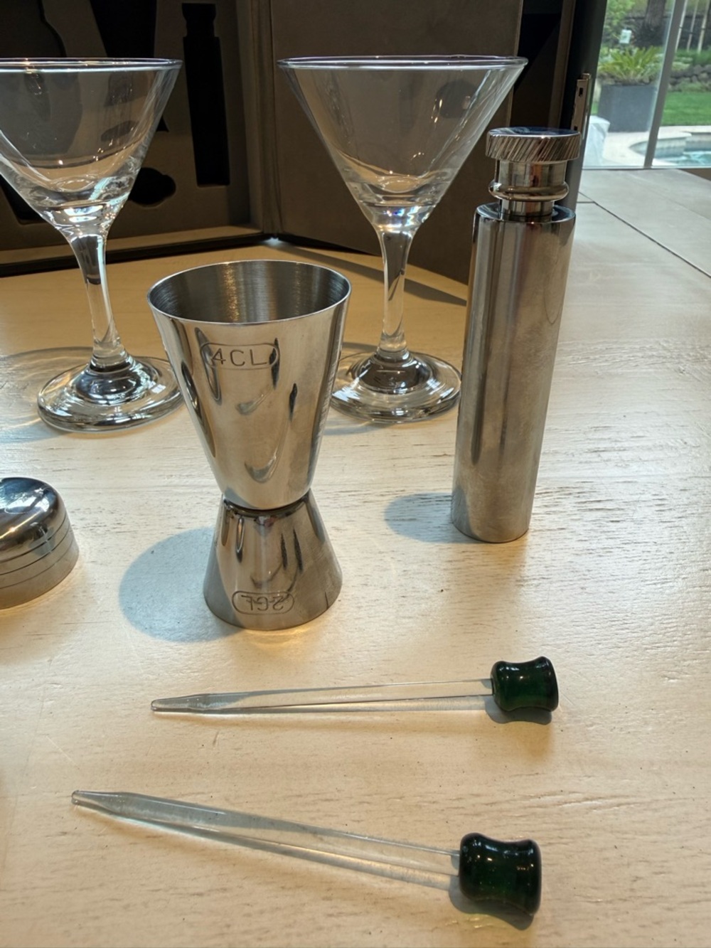 Martini Glasses & Cocktail Bar Tool Set - Clear Glass, Silver Tools 🍸 - Picture 9 of 9